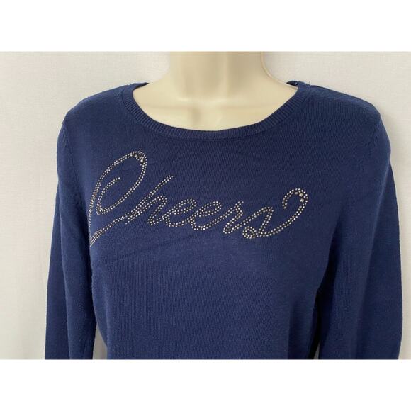 WHBM Cashmere Blend Sweater Womens Small Cheers Bling Holiday Christmas Party - Picture 2 of 16